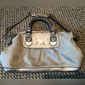 Coach Handbag in Cream and Silver
